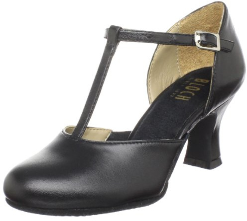 Bloch Womens Splitflex T-Strap Leather Character Dance Shoes, 2.5 Inch Heel
