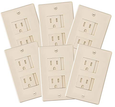 6-Pack Safety Innovations Self-closing (2 Screw) Decora Outlet Covers- An Alternative To Wall Socket Plugs for Child Proofing Outlets (Beige)