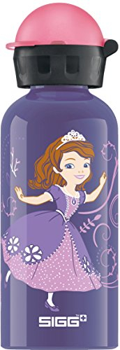 SIGG Sofia The First Kinder Trinkflasche (0.4 L), schadstofffreie Kinderflasche mit auslaufsicherem Deckel, federleichte Trinkflasche aus Aluminium