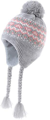 Moon Kitty Girls Knit Earflap Hats Fleece Lining Beanie Hats for Winter