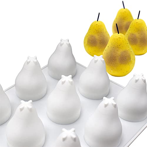 DUBENS 15 Kavitäten 3D Birnenform Silikonform zum Backen Mousse Kuchen, Birne Frucht Silikon Form für Kuchen, Französisch Dessert Form, Eiscreme Form, Kuchen Dekorieren Form
