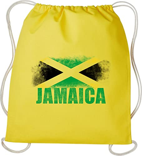 Jamaica Distressed Flag Backpack Jamaican Sports Lover Country Flag Patriotism Birthday Gift Unisex Rucksack Drawstring Bag (Yellow)