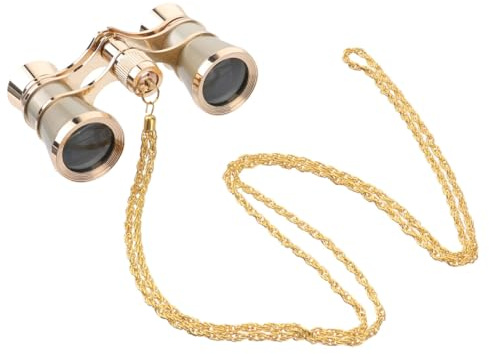 Opera Glasses for Women, 3X25 Mini Theater Binoculars with Gold Chain, Optical Lens Vision for Musical Concert, Equestrianism, Performance, Bird Watching, Outdoor