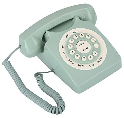 festnetztelefon Retro,Telefon Mit Schnelltasten, Klassische Schnurgebundene Telefone Telefone Zubehör Antikes Europäisches Vintage-Festnetlefon Grüne Higefinition-Anruf Große Klare Taste