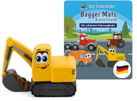 tonies Hörfigur für Toniebox, Sing Kinderlieder – Bagger Mats & Seine Freunde: Die schönsten Fahrzeuglieder, Kinderlieder für Kinder ab 3 Jahren, Spielzeit ca. 60 Minuten