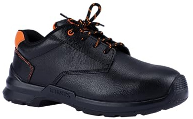 Honeywell King's KWD200B Chaussure de Sécurité Basse à Lacets en Cuir Hydrofuge, Embout en Acier à Profil Large, Semelle Antistatique, Indicateur d'usure, Noir, Taille 43 EU, 6250134-43/090