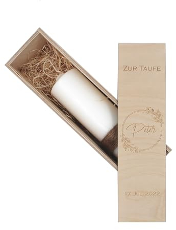 Kerzenbox personalisierbar Taufkerzenkiste mit Namen Kerzenboxen personalisiert Kommunionskerzen-Box Aufbewahrungsbox für deine Taufkerze oder Kommunionskerze Ornament Kreis