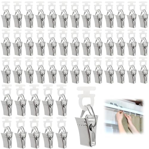 50 Pièces Pince à Rideaux en Métal, Pinces à Rideaux avec Rouleaux, Petits Clips de Rideau en Métal avec Crochets, Clips de Rideau en Acier Inoxydable, pour Draperie, Photo, Décoration