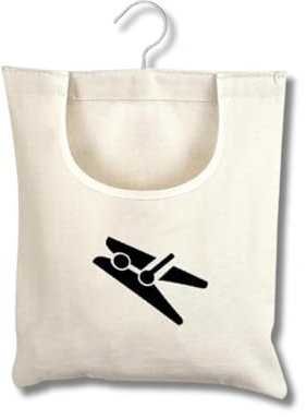 Wäscheklammerbeutel, klammerbeutel für wäscheklammern, für Wäscheklammern Aufbewahrung mit Bügel mit Deckel Klammersack Stoff Schwarz für Home Hanging Reusable Wiederverwendbar Outdoor Klammerbeutel