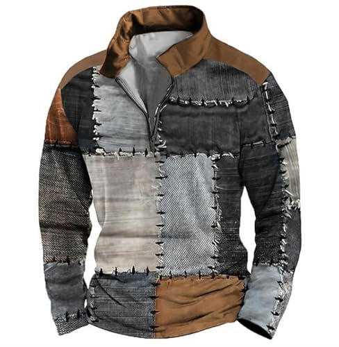 Generisch Pullover Herren Strickpullover Rundhals Pulli Männer Bequem und Weich Warmer Winter Pullover für Männer XXL Pullover Pulli Herren Baggy Herren Fleece Pullover mit reißverschluss ohne Kapuze