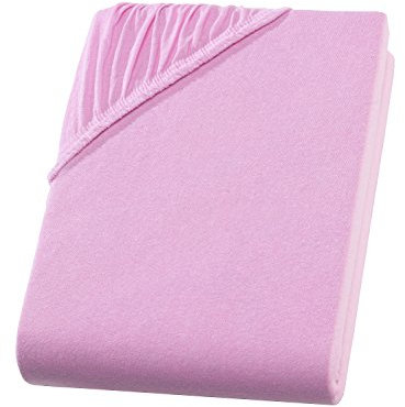 Spannbettlaken 90x200cm rosa - Jersey Spannbetttuch 100% Baumwolle - Komfort Bettlaken 90x200-100x200cm für Matratzen bis 25 cm Höhe, Spannbettlaken Farbe Rosa