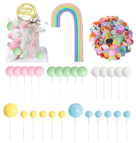 OVDGWC Set Cake Coloré -Popper, 1 Paquet De Confettis Coloré, Décoration De Gâteau À Balle Arc-en-Ciel Créative, Décoration De Desserts De Bricolage, Décoration De Fête d'anniversaire