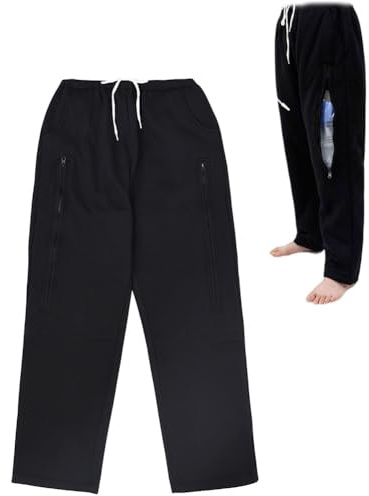 Pantalon For Poche De Cathéter Urinaire, Pantalon For Incontinence Poche De Néphrostomie Cystostomie, Support De Stomie Avec Deux Poches, Unisexe(Black,M)