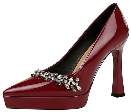 Elegantes Tacones Altos con Punta Puntiaguda y Stiletto de 12.5 cm Zapatos De Tacón para Mujer Strass para Fiestas, Bodas-Numeric_38