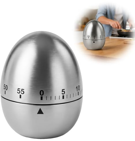 Kitchen Timer Mechanical, Egg Kitchen Timer, Stainless Steel Timer, 60 Minute Countdown Timing, Manual Wind Up Cooking Timers, Kitchen Timers for Baking Shower Classroom Tooth Time Management