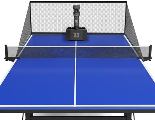Table Tennis Robot Ping Pong Ball Machine with Net & 100 Balls Automatic Table Tennis Machine 10 Modes 2.4G Remote Control Adjustable Speed & Spin Professional Tennis Ball Machine for Solo Practice
