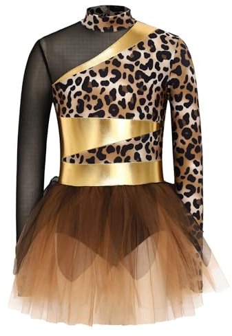 Yhong Kids Girls Caveman Dress-up Leopard Print Tribal Dress Cavegirl Outfits Ballet Dance Leotard Brown 7-8 Years