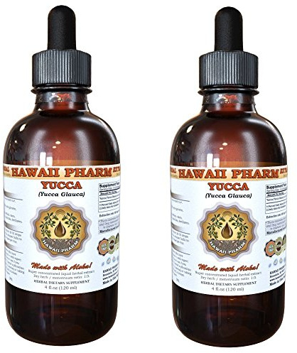 Yucca Liquid Extract, Yucca (Yucca Glauca) Tincture, Herbal Supplement, Hawaii Pharm, Made in USA, 2x4 fl.oz