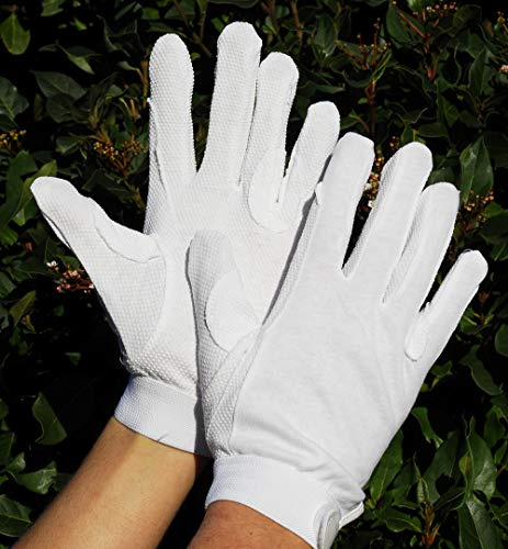 Rhinegold Cotton Pimple Grip Horse Riding Gloves - Non-Slip Lightweight Unisex Equestrian Gloves with Easy Fasten and Elasticated Wrist - Riding Gloves Men & Ladies Equestrian