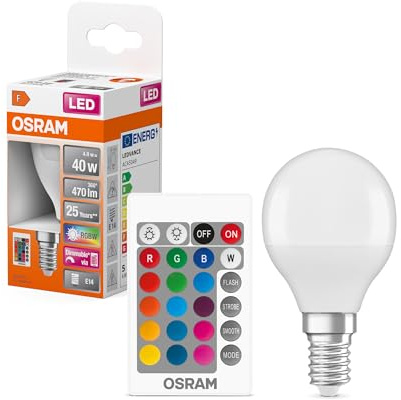 Osram Retrofit RGBW Lampade con Telecomando Lampadina LED, Attacco: E14, Bianco Caldo - Bianco Freddo, 2700 K, 4 W, Equivalenti a 40 W, LED RELAX and ACTIVE CLASSIC B, Opaco, Taglia Unica