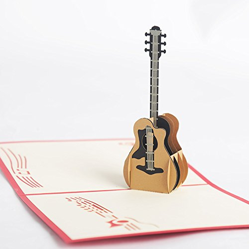 KUNSTIFY 3D Pop Up Karte, Grußkarte Geschenk für Freundin Männer Frauen Vater Mutter Oma Opa Hochzeit Geschenke für Geburtstag Hochzeitsgeschenke Geburtstagsgeschenk Geschenkideen (Gitarre)