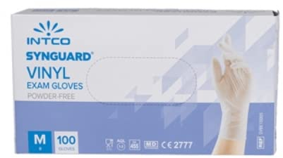 Intco medical Lot de 100 gants en vinyle sans poudre, sans latex, hypoallergéniques, certifiés CE, transparents, conformes à la norme EN455 et EN374 jetables (Taille XL)