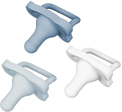 Dr. Brown's HappyPaci - Ciuccio in 100% silicone, 0-6 m, senza BPA, confezione da 3, colore: bianco, blu, azzurro