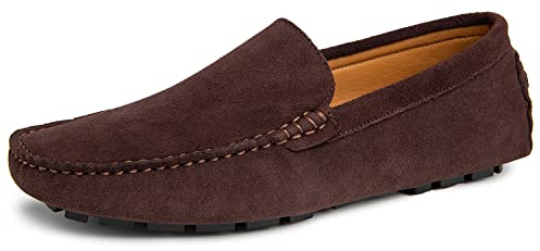 Go Tour Mens Handmade Suede Leather Casual Loafers Shoes Brown 13/49