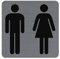 Exacompta - Réf. 67178E - 1 plaque de porte adhésive Toilettes Homme/Femme - Plaque murale imprimée de signalisation - Sur tous supports - Aspect aluminium brossé - Dimensions : 7,5 x 7,5 cm
