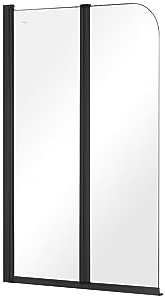 BADLAND Duschwand für Badewanne 90x140 Badewannenabtrennung 2-teilig PRIME BLACK 2 Gehärtetes Glas 5 mm