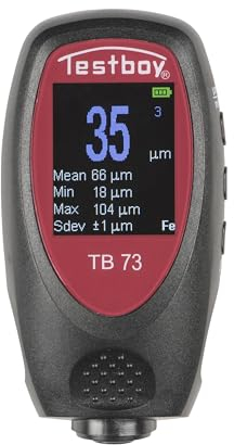 Testboy 73 Schichtdickenmessgerät (hochpräzises Messinstrument, für isolierende Schichten, auf allen metallischen Untergründen, mit fortschrittlicher Kombisonde-Technologie), Schwarz/Rot