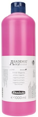 Schmincke - AKADEMIE® Acryl color, Primär Magenta 1 Liter, 23344029, feine Künstler-Acrylfarbe, brillant, hoch lichtecht und kadmiumfrei, für Acrylmalerei, Mixed Media