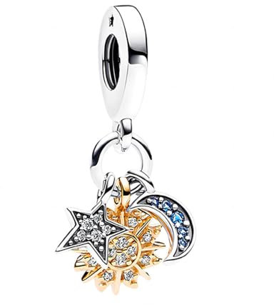 TOFBS Charms Femme Breloque Soleil Lune Étoile Argent Sterling 925 Cubique Zircone Compatible Breloque Pendentif Perles Bijoux Cadeaux Anniversaire Mères Sœur (#2)