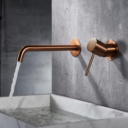 IMEX - Rubinetto monocomando lavabo incassato | rubinetto bagno miscelatore acqua fredda e calda | rubinetto lavabo sopra piano | risparmio acqua | serie Monza | colore oro rosa