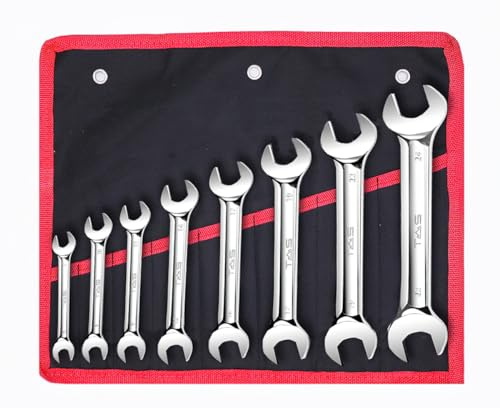 Grekywin Double Open End Spanner Wrench Set, Sizes 6-24mm, Stainless Steel, 8-Piece Combination