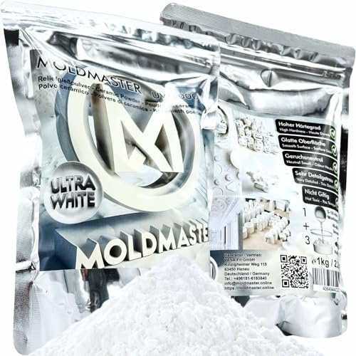 MoldMaster Gießpulver weiß Reliefgießpulver 5kg für Detailgetreue Reliefs, Kunst- und Bastelprojekte | Schnelltrocknend, Ungiftig, Vielseitig Einsetzbar