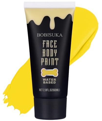 BOBISUKA Yellow Face Body Paint, Water Based Face Painting for Art Theater Halloween Party Cosplay Clown SFX Makeup for Women Adults, Non-Toxic Washable