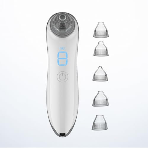 Aspiratore Punti Neri Professionale, DOCOCO Rrimozione Punti Neri Elettrico per Pulizia Viso e Naso, Aspira Brufoli con 5 Testine e 3 Livelli di Aspirazione, Blackhead Remover Vacuum
