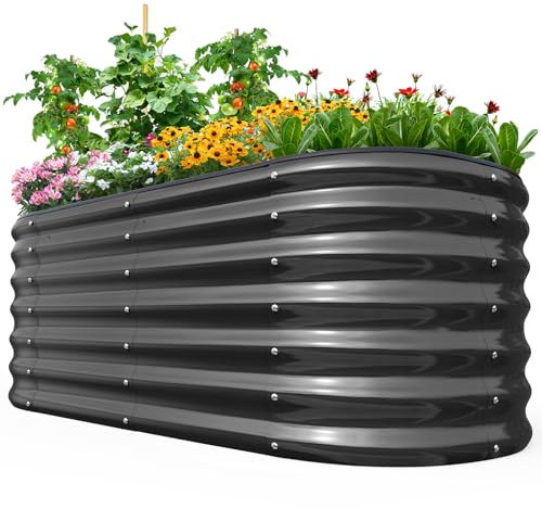 Quictent Bancal de metal 240 x 120 x 45 cm, resistente a la intemperie, extragrande, jardinera, jardinera, semillero, 100 % inoxidable, juego de bancal de jardín para jardín, gris