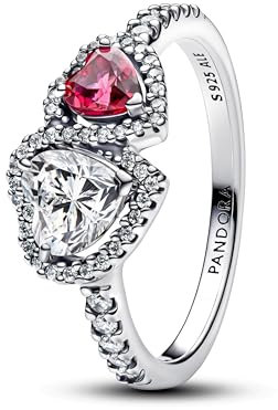 PANDORA Timeless Strahlenkranz Herzen Ring aus Sterling Silber mit Zirkonia, Größe: 54, 193662C01-54