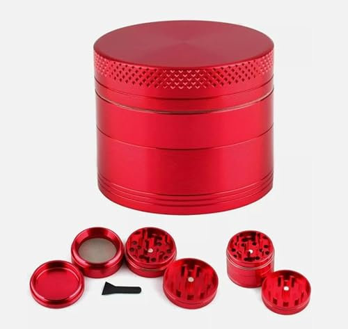 Herb Grinders, Red Grinder for Dry Herb Portable Zinc Alloy Metal Grinder, Red 40mm