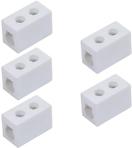 1 Way Ceramics Terminal Blocks, 60A 250V High Temp Porcelain Ceramic Connectors with 8-10mm Inlet Aperture for Electric Wire Cable, and Various Wiring Situations(5pcs)