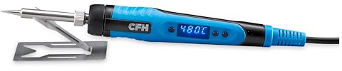 CFH Elektro Lötkolben regelbar 18 W ER 18 - Mit LED-Display, 250-480 °C, schnelles Aufheizen, Kalibrier- & Standby-Funktion, werkzeugloser Lötspitzenwechsel, Lötspitze 1,2 mm Bleistiftform