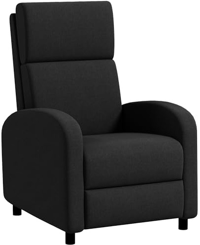 HOMCOM Sillón Relax Reclinable Manual Sillón Relax Tapizado en Lino Sintético con Reposapiés Respaldo Alto Carga 120 kg Butaca Reclinable para Dormitorio Oficina Negro
