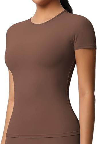 JTSON Camiseta Deportiva de Manga Corta para Mujer Transpirable Camisa Funcional T Shirt Cuello Redondo Running Camisa Elástica Compresión Top for Yoga Gym Workout Correr Fitness