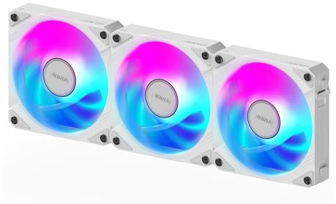 Gigabyte AORUS EZ Chain Fan 120 Ice 120mm ARGB Fans with Easy Daisy-Chain Setup 3-Pack White