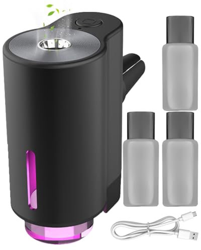 Ambientador Inteligente para Coche, Difusor de Aceite Inteligente Recargable con Clip para Ventilación, Atomizador Ultrasónico para Interior de Automóvil con 3 Modos de A-roma, Difusor de Aceite Esenc