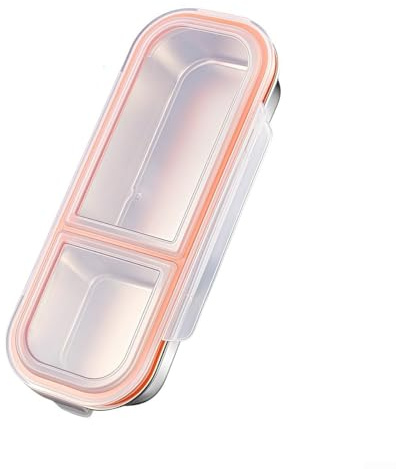 Boîte à déjeuner anti-fuite en acier inoxydable à 3 compartiments conçue pour garder les collations organisées (2 compartiments)