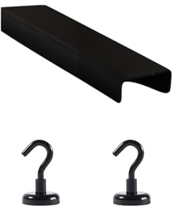 Väggorganisatör för akustiska paneler, krokar, låda och hylla metall, hylla för akustiska paneler, lameller, väggpaneler, tillbehör för kontor, hall, kök, etc. (10 cm dekorationslist + 2 x
