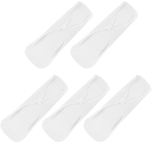 BCOATH Serviettes Hygiéniques Lavables Réutilisables en Coton Blanc, 5 Pièces, Absorption Supérieure pour Femmes, Confort pour Nuits et Jours D'activité